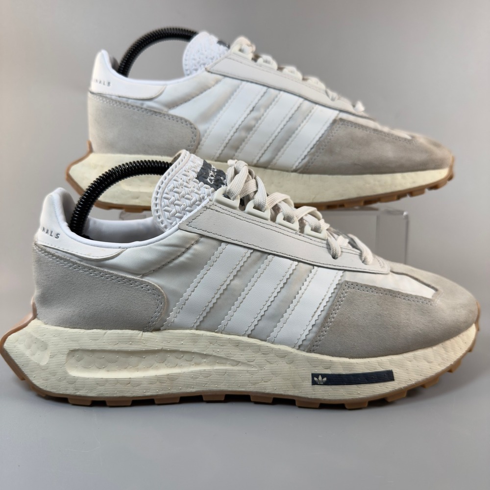 Adidas Retropy E5 Mens 8.5 8 1/2 Running Shoe White Gray Gum Suede Train Sneaker